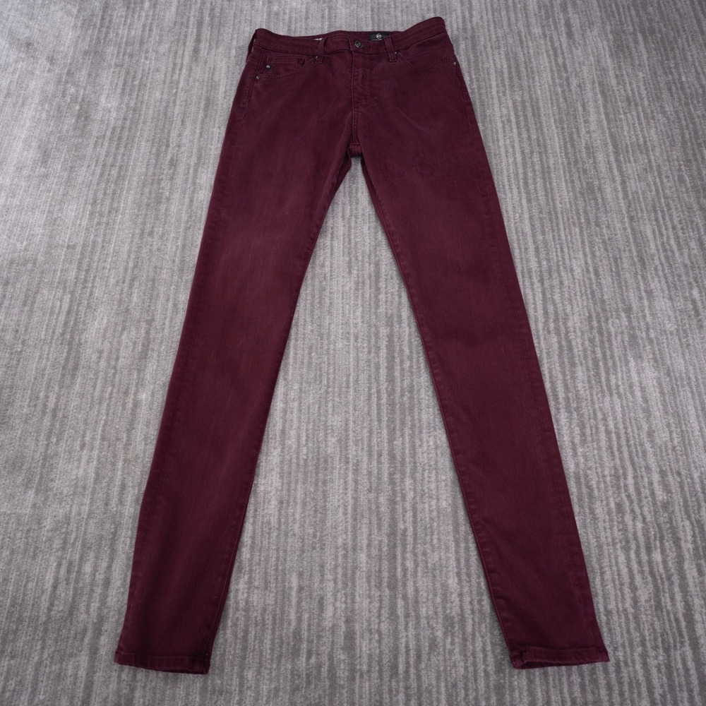 AG Adriano Goldschmied The Farrah Skinny Jeans Women 27R Burgundy Excellent